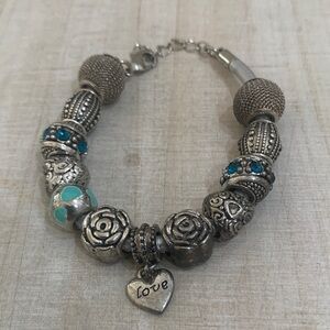 Silver and Blue Charm Bracelet